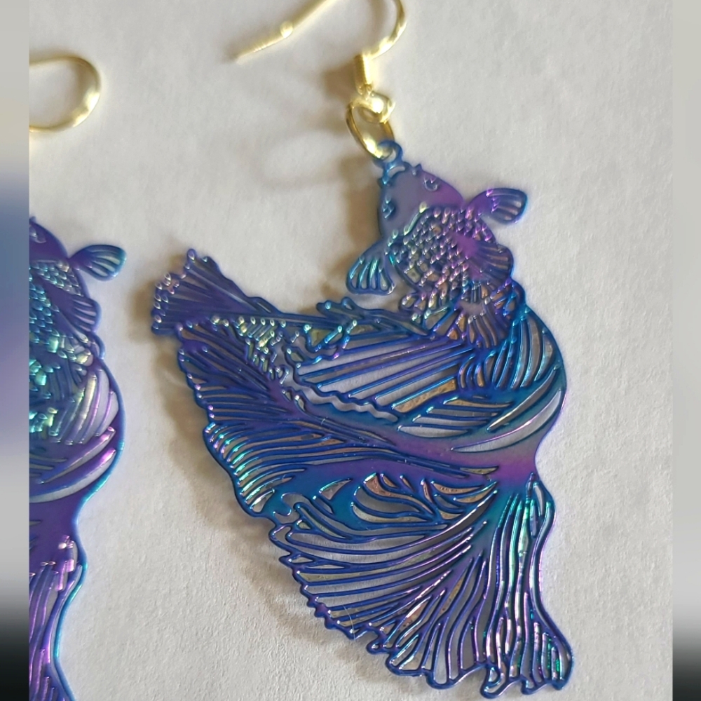 Hand Crafted Koi Fish Earrings - Picture 2 of 3